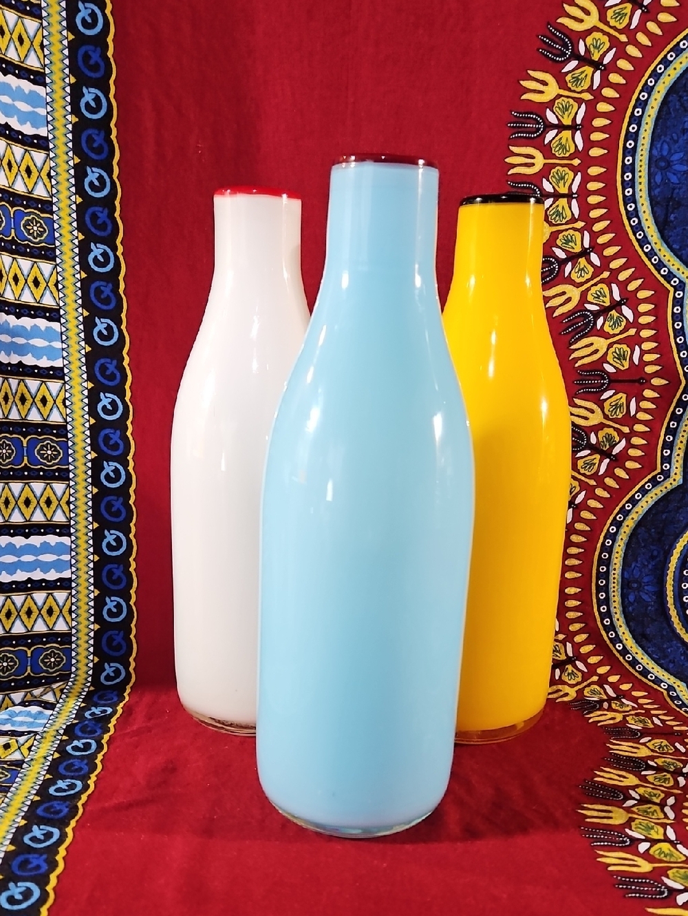 Villeroy & Boch "Colours" Cased Glass Bottle Vases - Set of 3